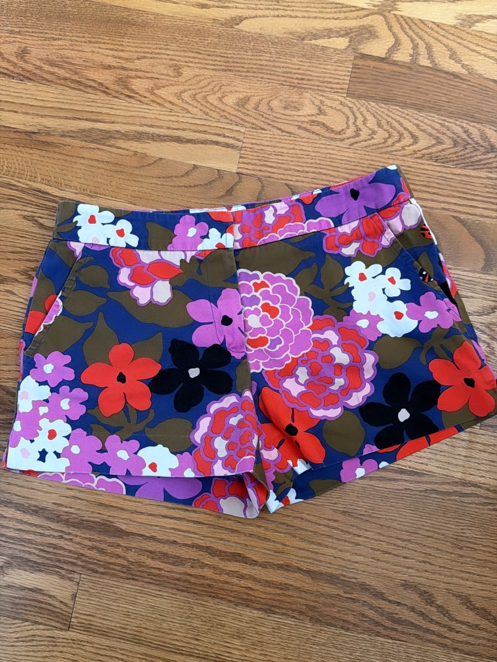 Trina Turk Floral Shorts — Purple, Red & White size 6 women
